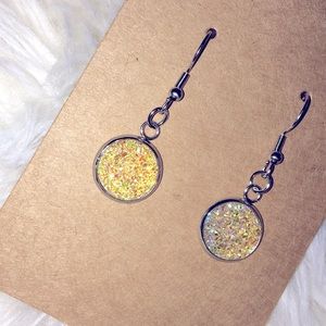 Faux druzy quartz earrings. NEW!!